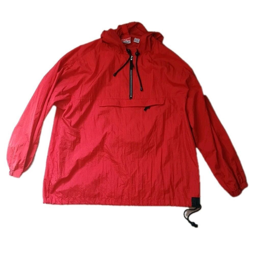 Vintage Marlboro Unlimited Rain Jacket Windbreaker Mens L Red Pullover Packable